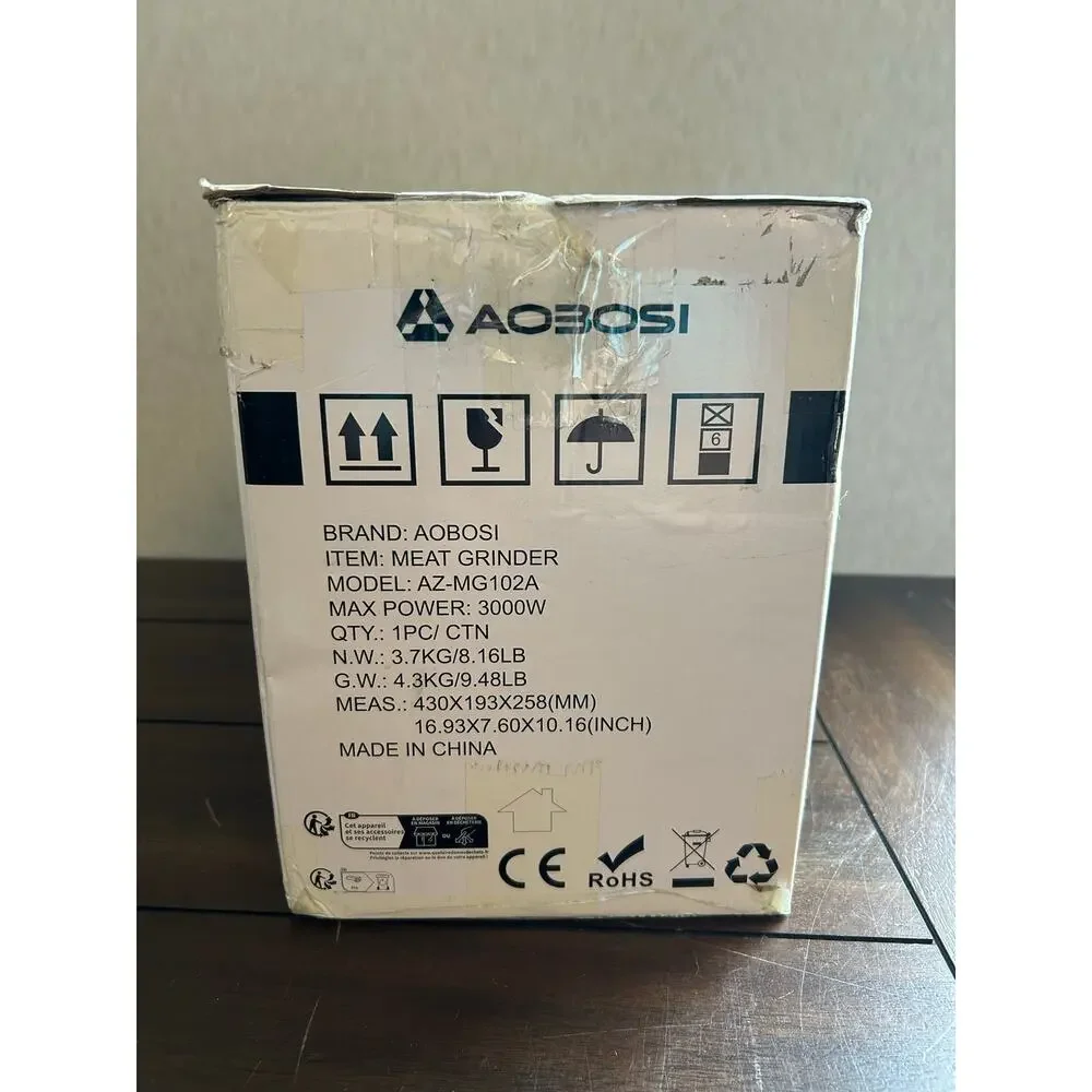 AOBOSI Electric Meat Grinder AZ-MG192A Stainless Steel Sausage Stuffer Reverse